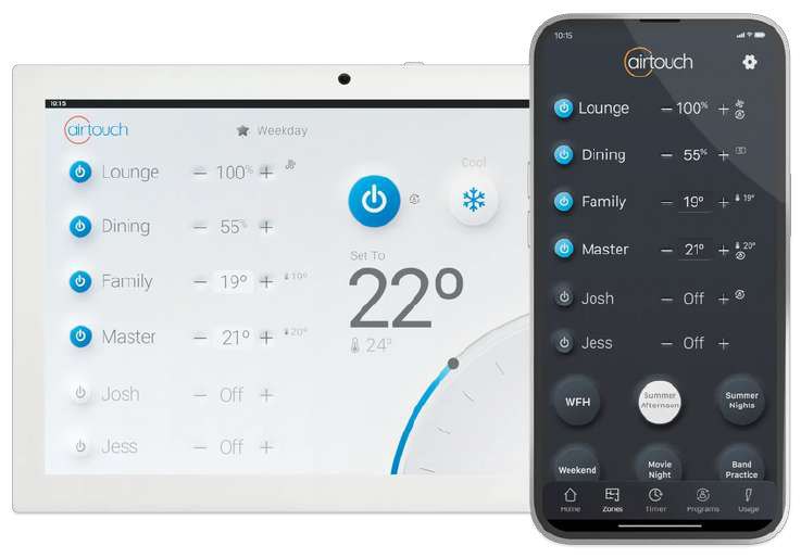 AirTouch 5 wall controller and smartphone app