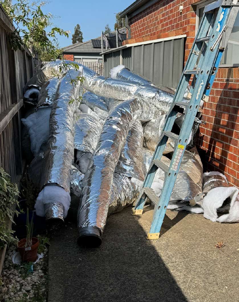 Old ducting removed from the roof space