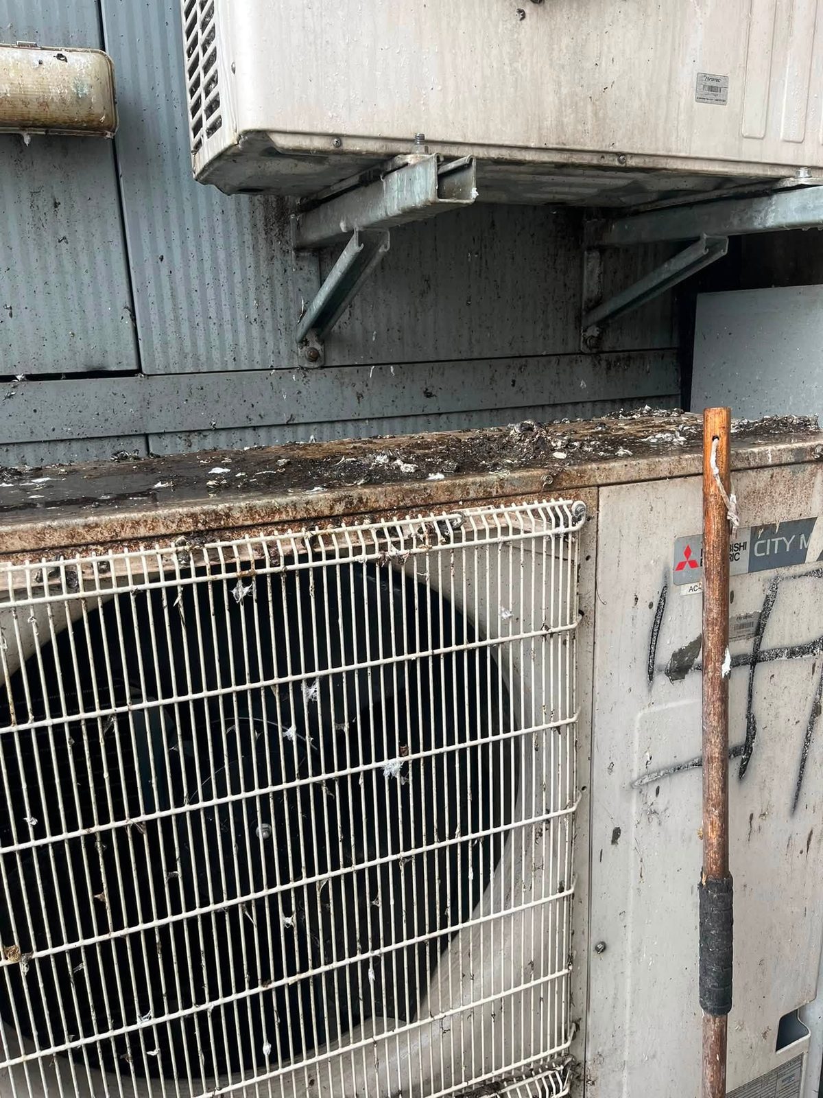 Mitsubishi Electric commercial outdoor units before coil cleaning